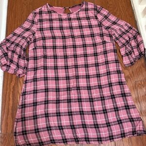 Anthropologie‎ Sunday in Brooklyn Pink and Black Plaid Mini Dress Size Small